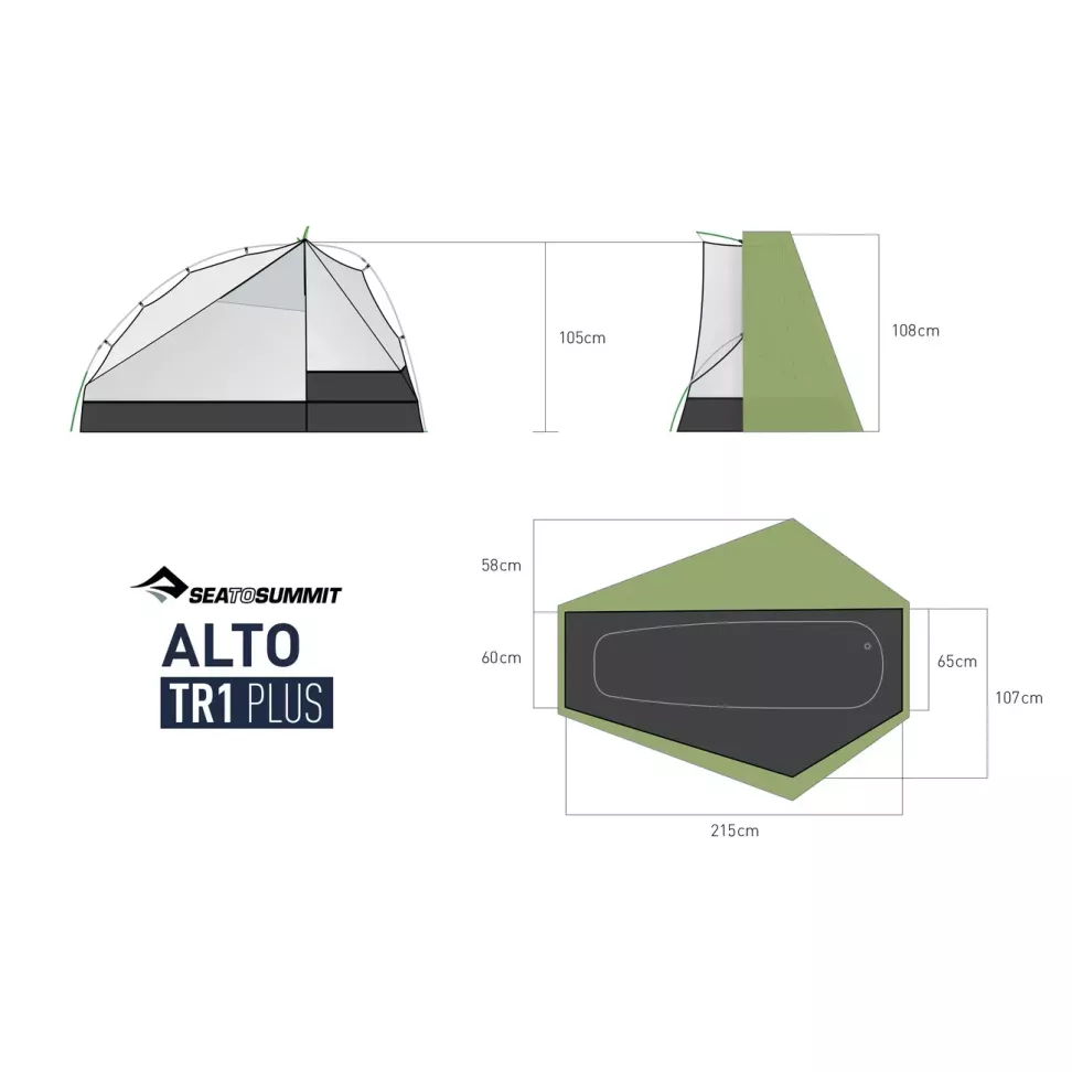 Палатка одноместная Alto TR1 Plus, Fabric Inner, Sil/PeU, Green (ATS2039-02160402)