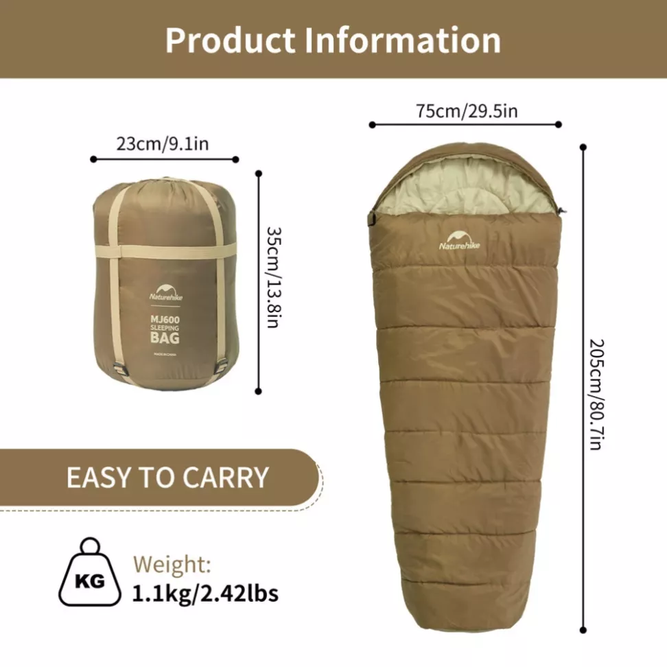 Спальник с капюшоном Naturehike Snowfur Extreme Brown -12*/-32*