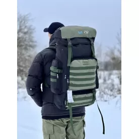 Рюкзак тактический и туристический 75л VIA черный с хаки