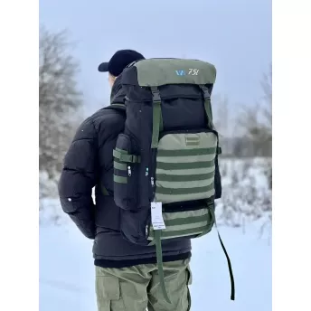Рюкзак тактичний та туристичний 75л VIA чорний з хакі