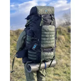 Рюкзак тактический и туристический 100л VIA черный с хаки