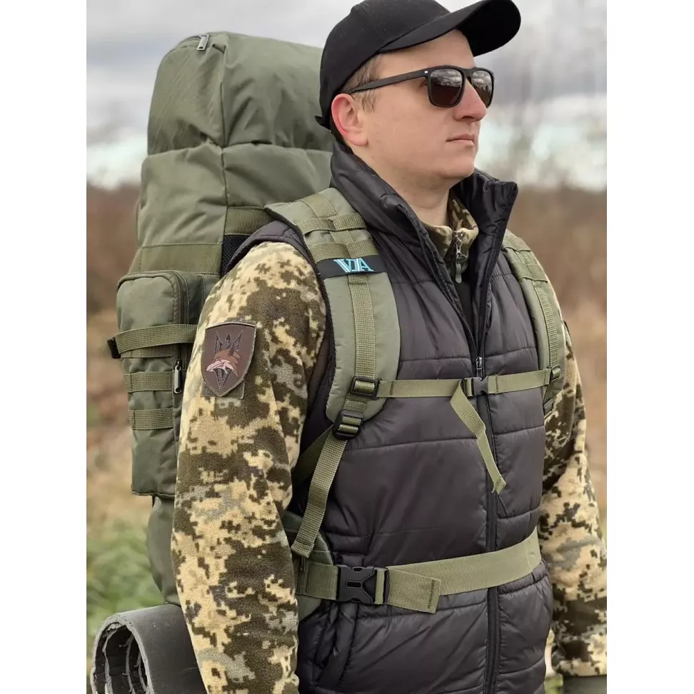 Рюкзак тактический и туристический 80л VIA ХАКИ ОЛИВА