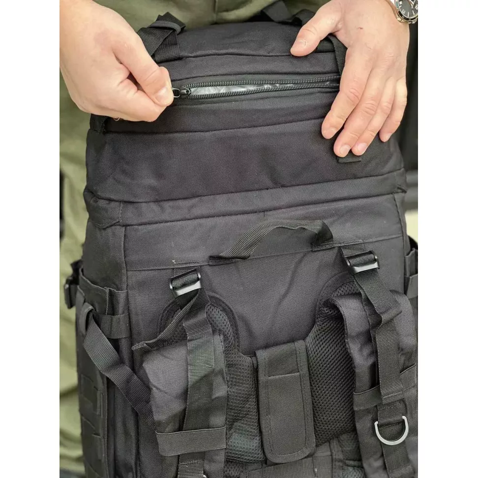 Рюкзак тактичний та туристичний 90л VIA чорний Каркасний рюкзак