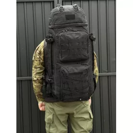 Рюкзак тактический и туристический 90л VIA черный Каркасный рюкзак