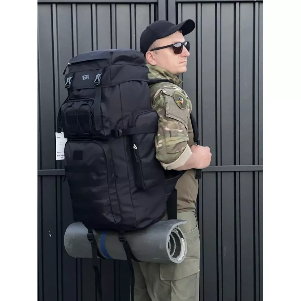 Рюкзак тактичний та туристичний 70л VIA чорний