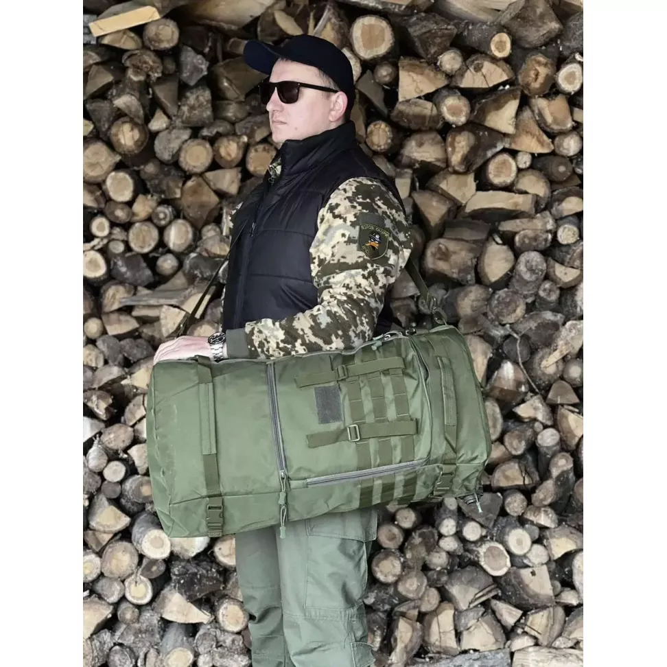 Сумка Баул 65л Баул-рюкзак VIA олива хакі