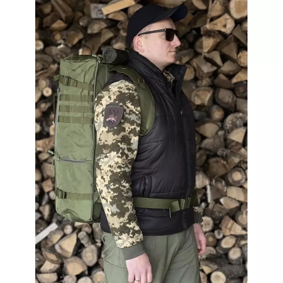 Сумка Баул 65л Баул-рюкзак VIA олива хакі