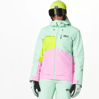 Picture Organic куртка лижна Seen W 2025 silt green-acid lime-orchid