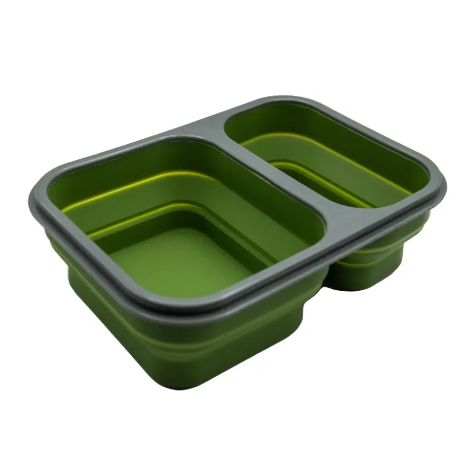 Контейнер силиконовый на 2 отсека Tramp (900ml) с ловилкой olive UTRC-090-olive