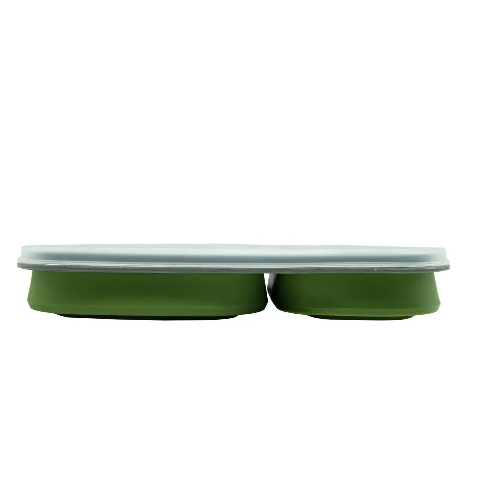 Контейнер силиконовый на 2 отсека Tramp (900ml) с ловилкой olive UTRC-090-olive