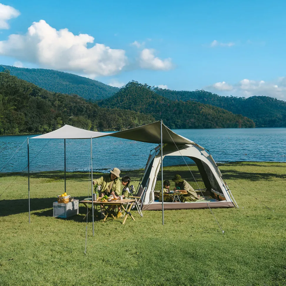 Палатка трехместная автоматическая с тентом Naturehike Ango CNK2550WS010, L, коричневая
