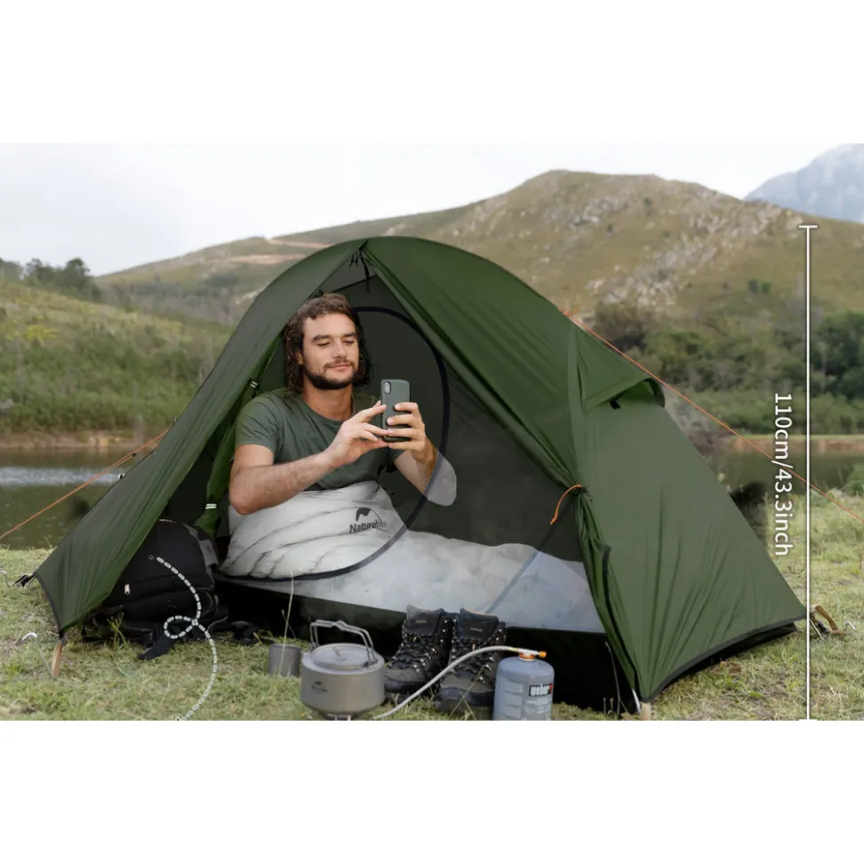 Намет надлегкий одномісний з футпринтом Naturehike Cycling 1 NH18A095-D, 210T, темний зелений
