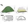 Намет надлегкий двомісний Naturehike Cloud Up Pro CNK2350WS020, темно-зелений