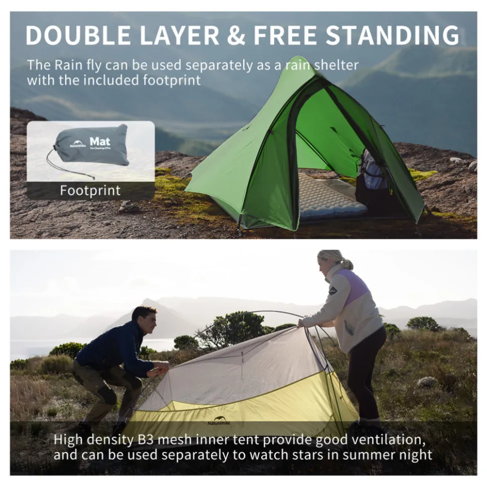 Намет надлегкий двомісний Naturehike Cloud Up Pro CNK2350WS020, темно-зелений