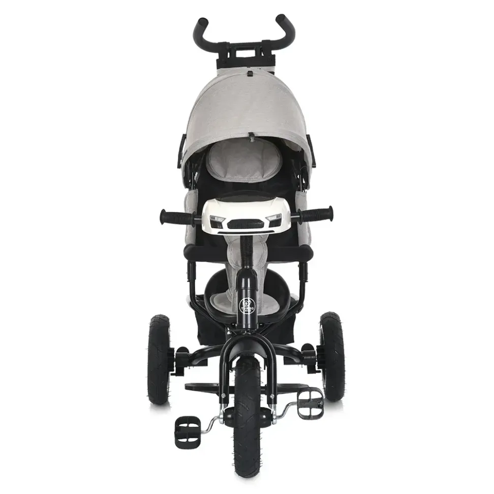 Велосипед-коляска с родительской ручкой TURBOTRIKE MT 1006-12 резиновые надувные колеса, Серо-черный