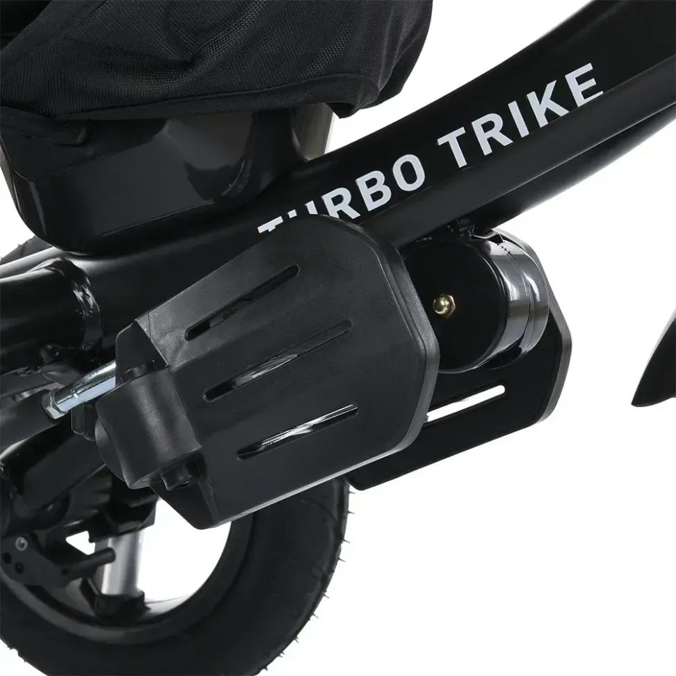 Велосипед-коляска с родительской ручкой TURBOTRIKE MT 1006-12 резиновые надувные колеса, Серо-черный