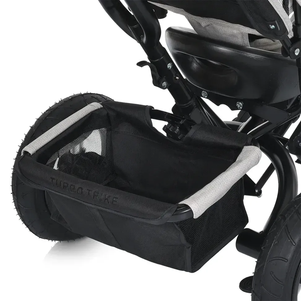 Велосипед-коляска с родительской ручкой TURBOTRIKE MT 1006-12 резиновые надувные колеса, Серо-черный