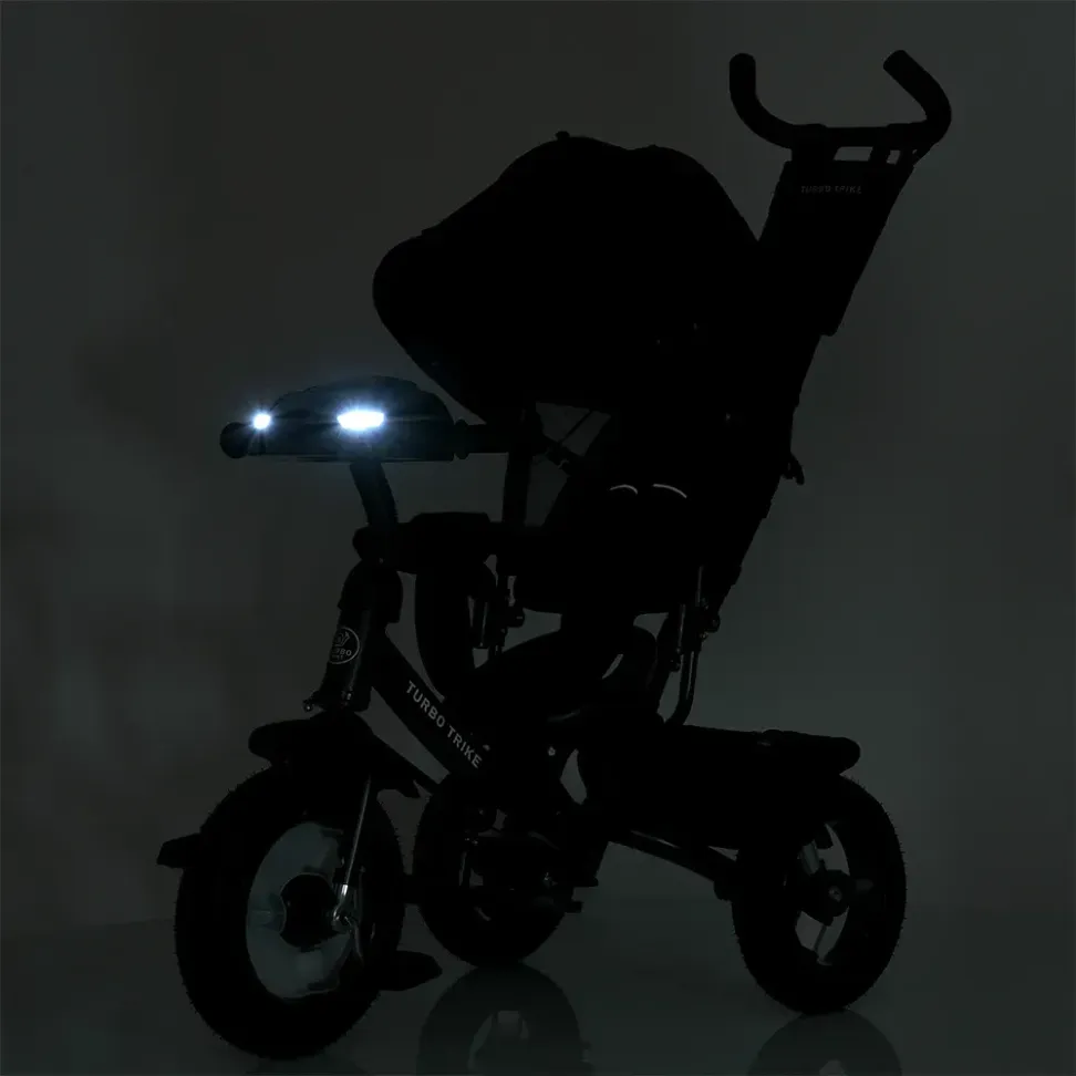 Велосипед-коляска с родительской ручкой TURBO TRIKE MT 1006-1 резиновые надувные колеса, Черный