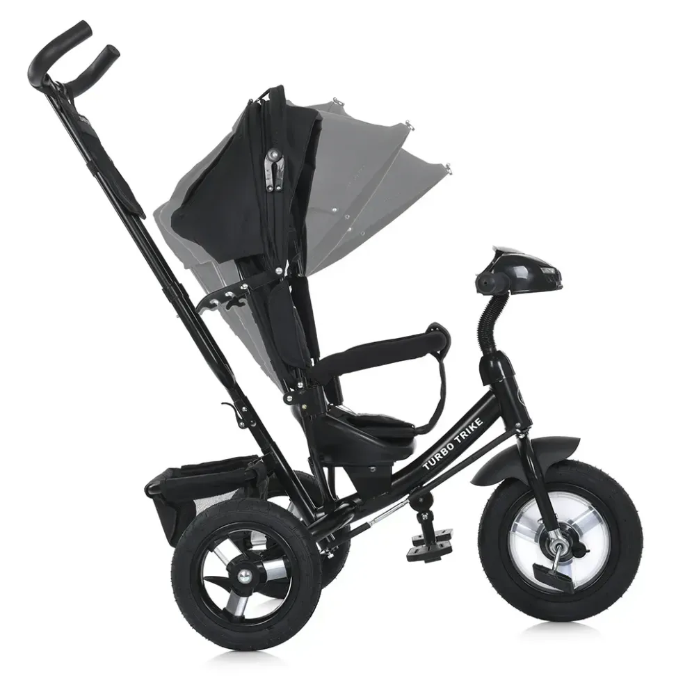 Велосипед-коляска с родительской ручкой TURBO TRIKE MT 1006-1 резиновые надувные колеса, Черный