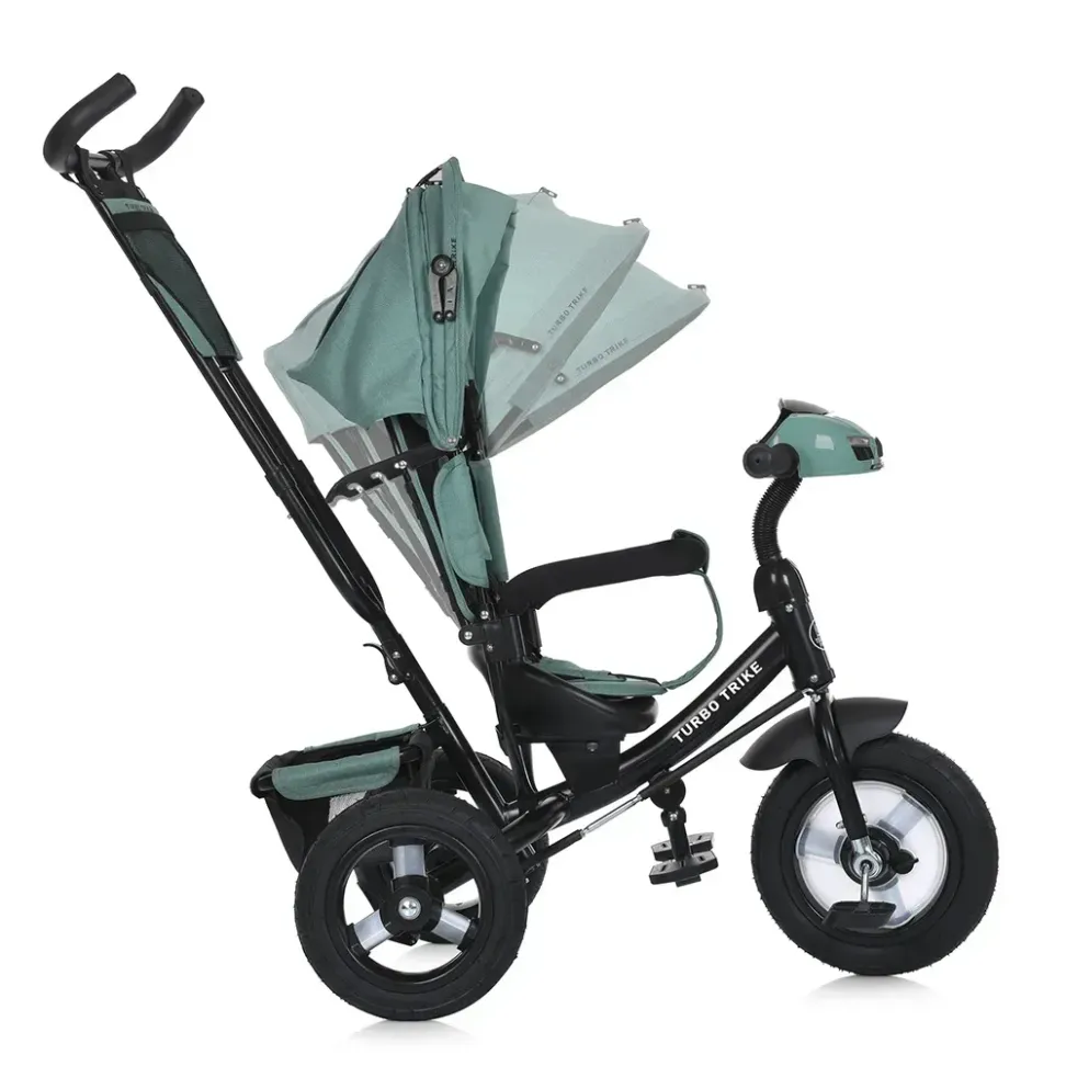 Велосипед-коляска с родительской ручкой TURBO TRIKE MT 1006-3 резиновые надувные колеса, Мятный