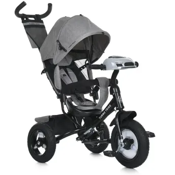 Велосипед-коляска с родительской ручкой TURBO TRIKE MT 1006-8 резиновые надувные колеса, Светло-серый