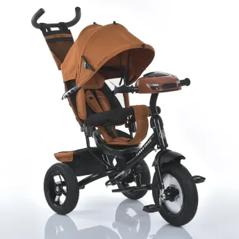 Велосипед-коляска з батьківською ручкою TURBO TRIKE MT 1006-11 гумові надувні колеса, Теракотовий