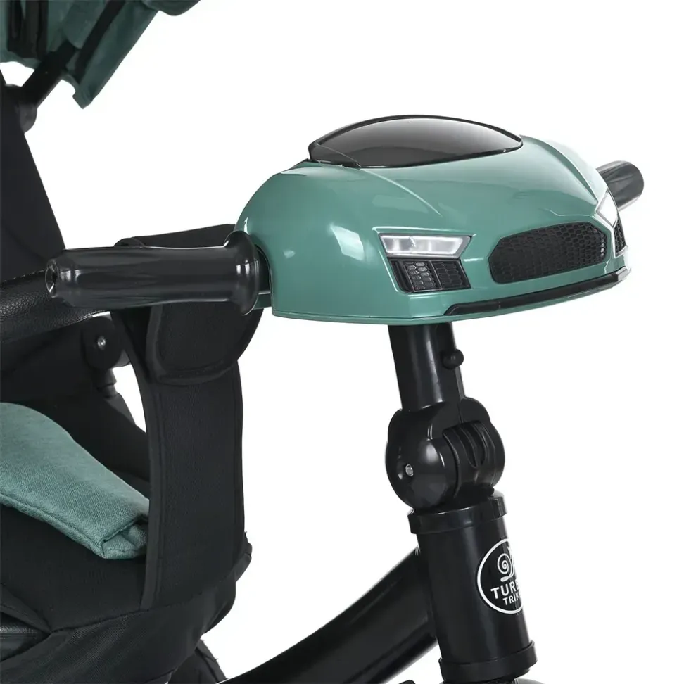 Велосипед-коляска с родительской ручкой TURBO TRIKE MT 1007-3 поворотное сиденье, надувные колеса, Мятный