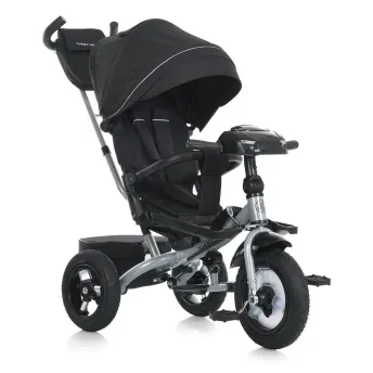 Велосипед-коляска с родительской ручкой TURBO TRIKE MT 1007-1 поворотное сиденье, надувные колеса, Черный