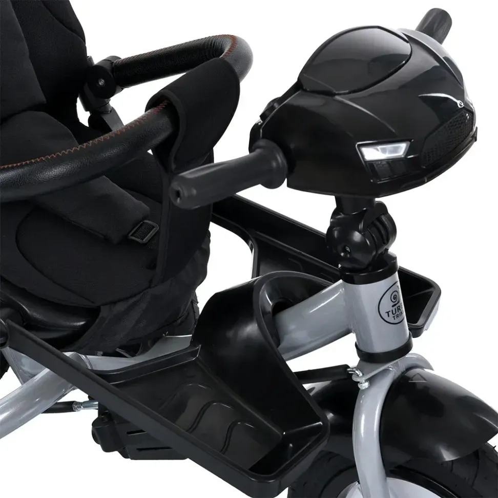 Велосипед-коляска с родительской ручкой TURBO TRIKE MT 1007-1 поворотное сиденье, надувные колеса, Черный