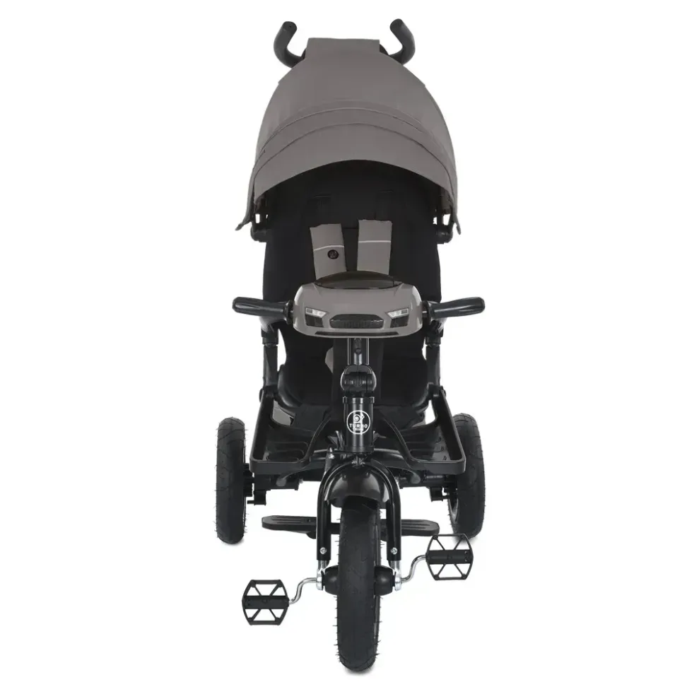 Велосипед-коляска с родительской ручкой TURBO TRIKE MT 1007-13 поворот сиденья, надувные колеса, Серый