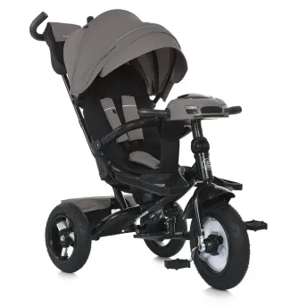Велосипед-коляска с родительской ручкой TURBO TRIKE MT 1007-13 поворот сиденья, надувные колеса, Серый