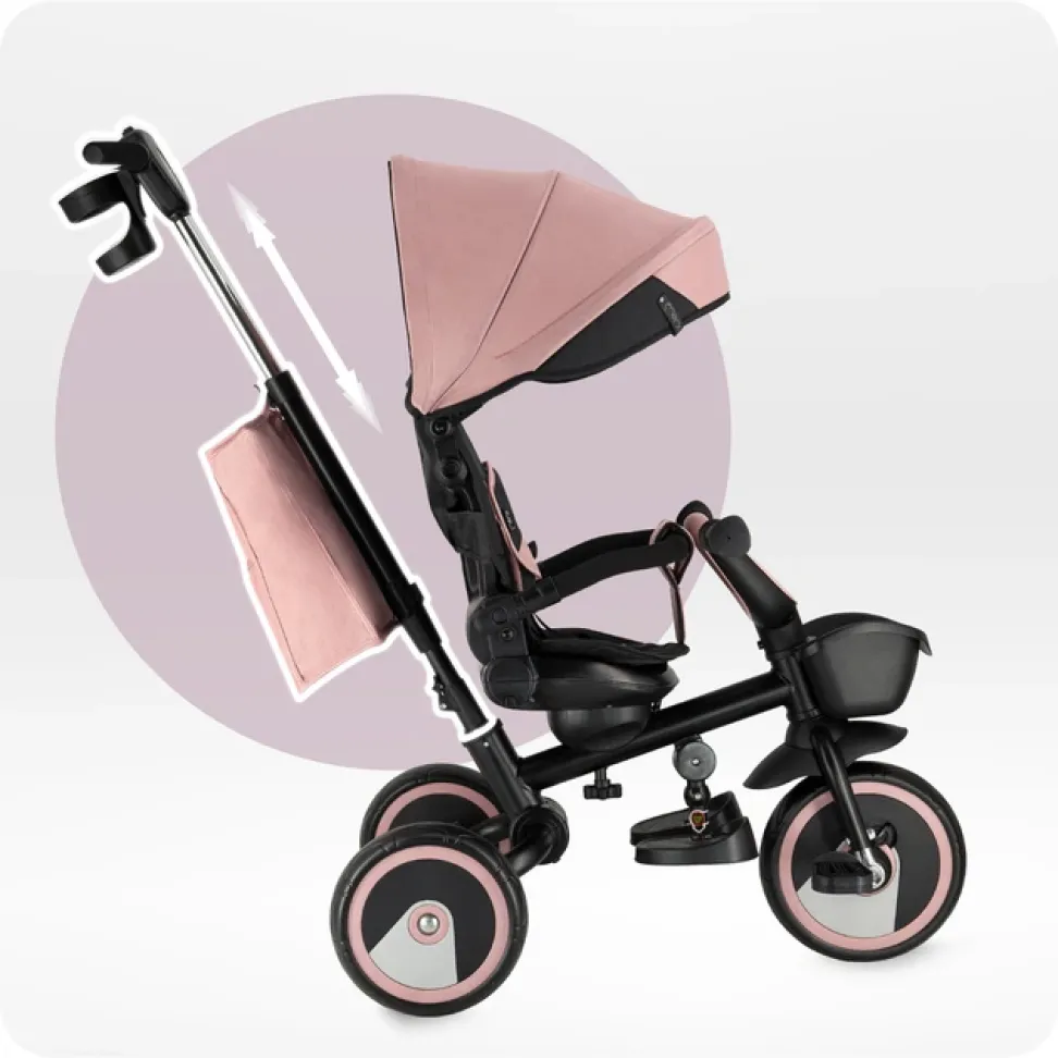 Детский трехколесный велосипед MoMi Ivi Pink поворотное сиденье 360° велосипед детский с родительской ручкой трехколесный