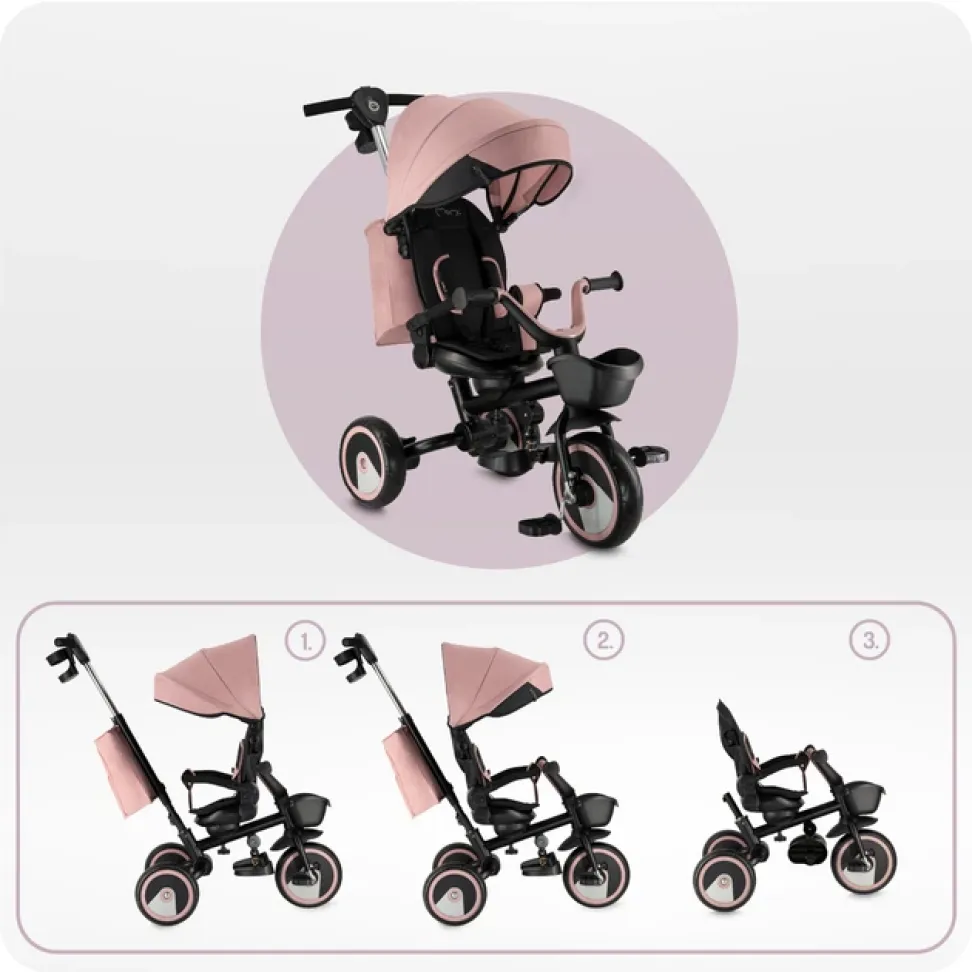 Детский трехколесный велосипед MoMi Ivi Pink поворотное сиденье 360° велосипед детский с родительской ручкой трехколесный