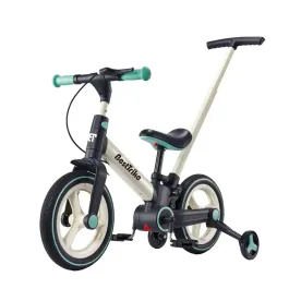 Двухколесный велосипед-трансформер Best Trike BT-61514 с родительской ручкой и ручным тормозом, Черно-голубой