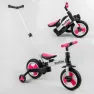 Детский трехколесный велосипед-трансформер Best Trike 23031 с родительской ручкой и съемными педалями, Черно-розовый