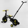 Детский трехколесный велосипед-трансформер Best Trike 23031 с родительской ручкой и съемными педалями, Черно-желтый