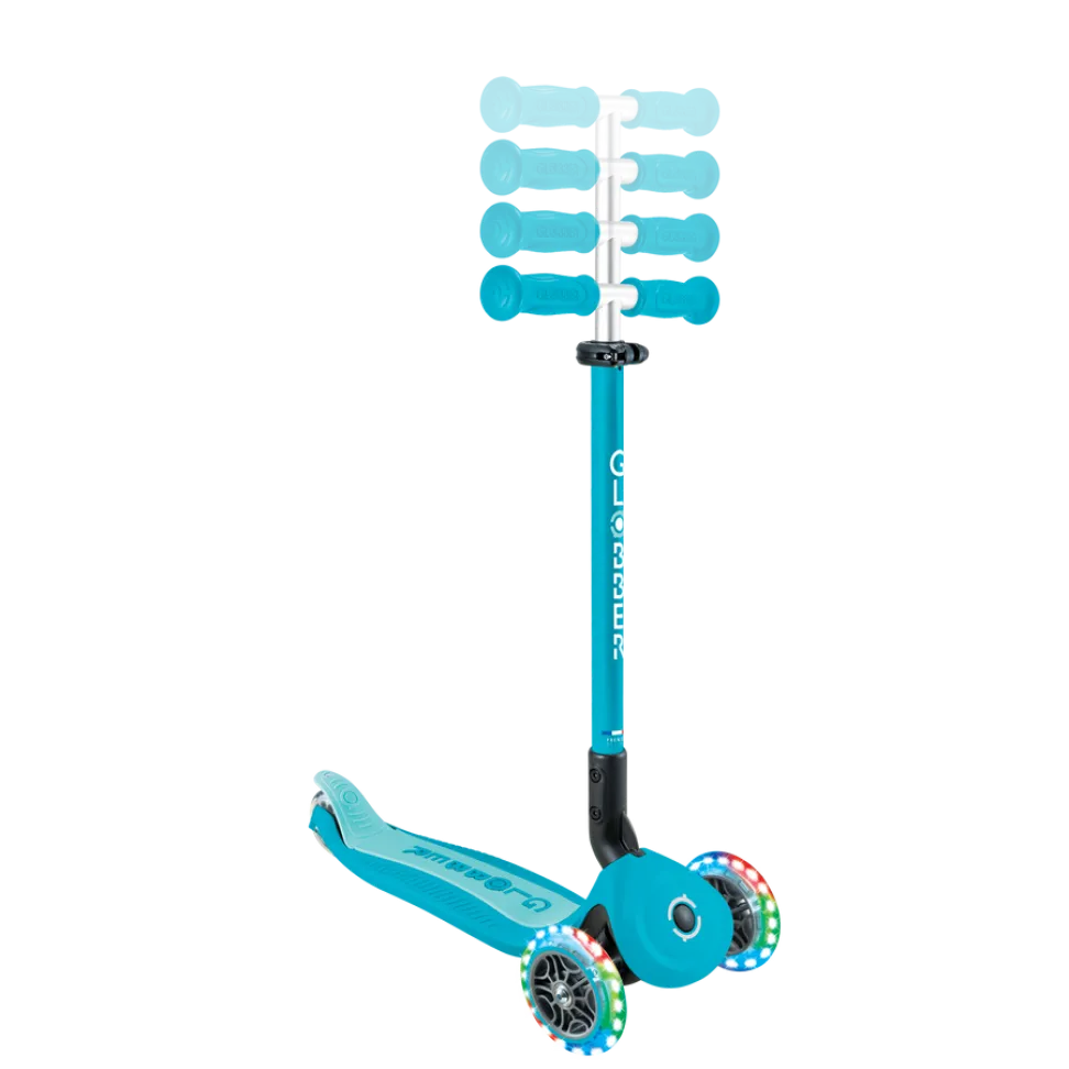 Детский самокат Globber Foldable GO-UP Active Lights 360 Aqua