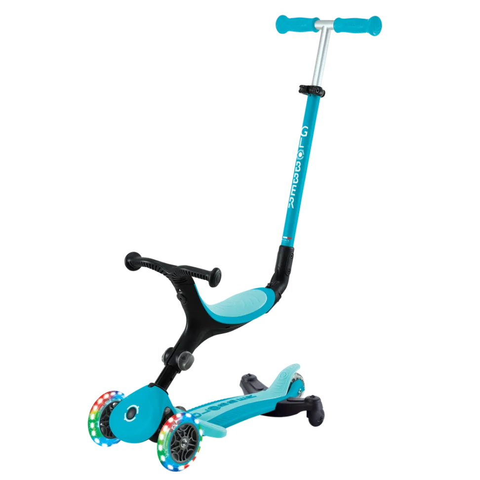 Детский самокат Globber Foldable GO-UP Active Lights 360 Aqua