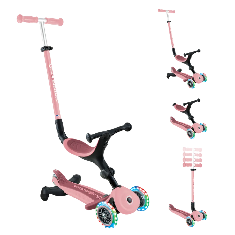 Детский самокат Globber Foldable GO-UP Active Lights 360 Pink