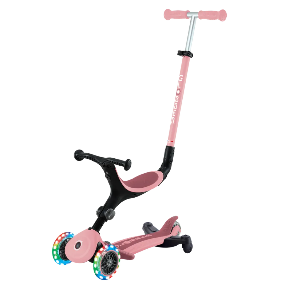 Детский самокат Globber Foldable GO-UP Active Lights 360 Pink