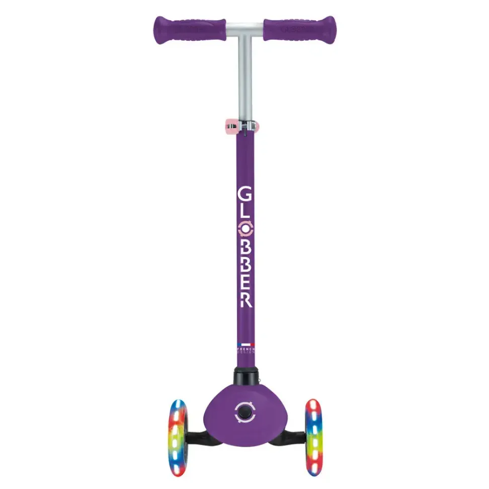 Детский самокат Globber Primo Lights Dark Purple от 3 до 7 лет (423-603-4)