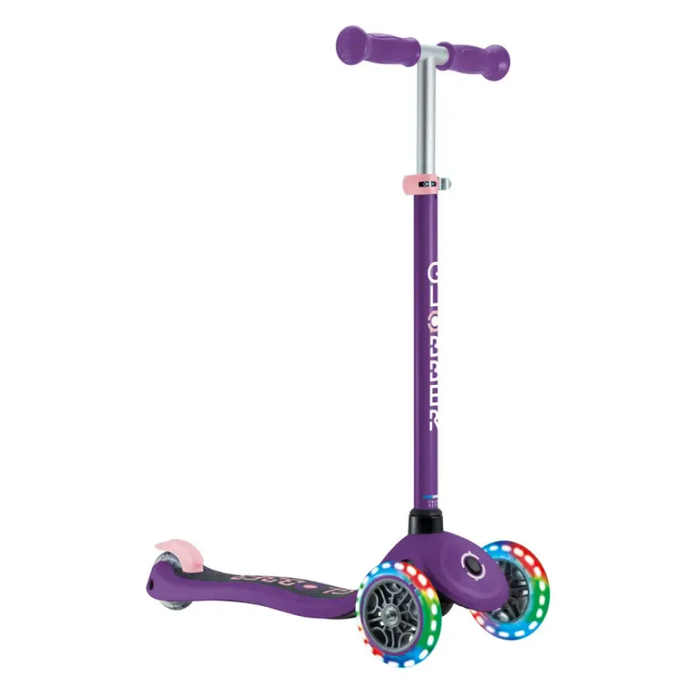 Детский самокат Globber Primo Lights Dark Purple от 3 до 7 лет (423-603-4)