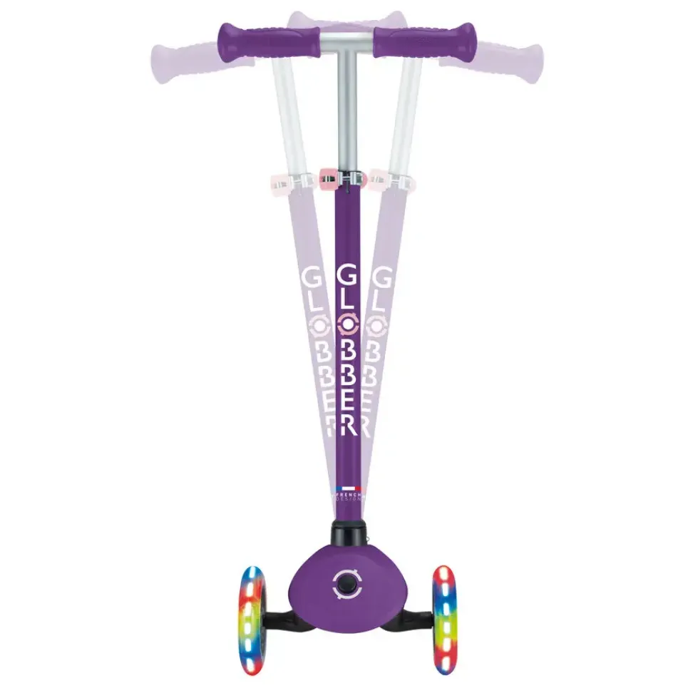 Детский самокат Globber Primo Lights Dark Purple от 3 до 7 лет (423-603-4)