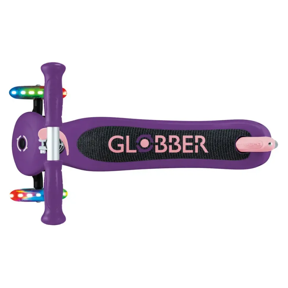 Детский самокат Globber Primo Lights Dark Purple от 3 до 7 лет (423-603-4)