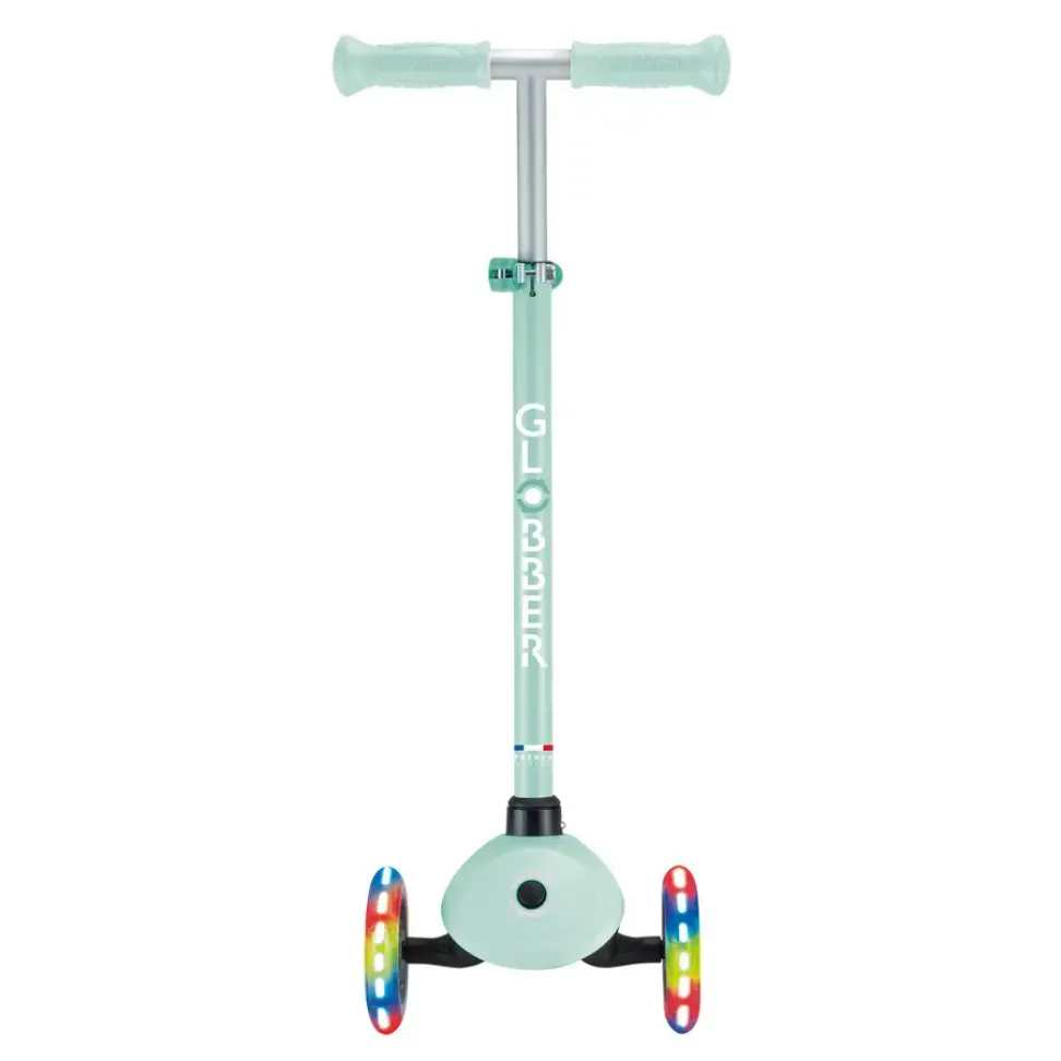 Детский самокат Globber Primo Lights Mint от 3 до 7 лет (423-706-4)