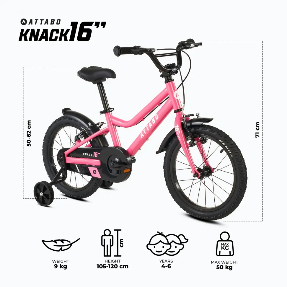 Детский велосипед ATTABO KNACK 16" розовый