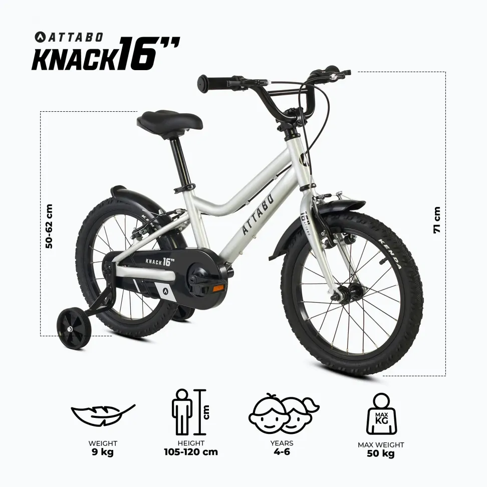 Детский велосипед ATTABO KNACK 16" серебристый