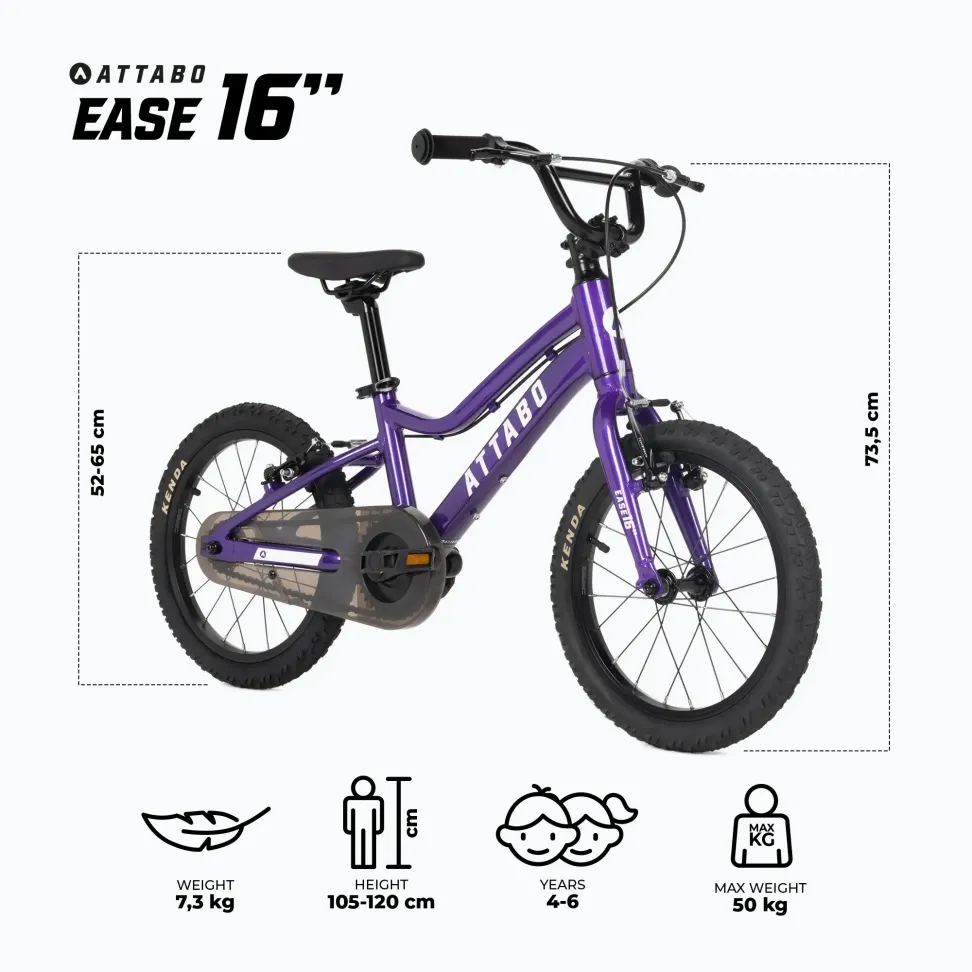 Детский велосипед ATTABO EASE 16" фиолетовый