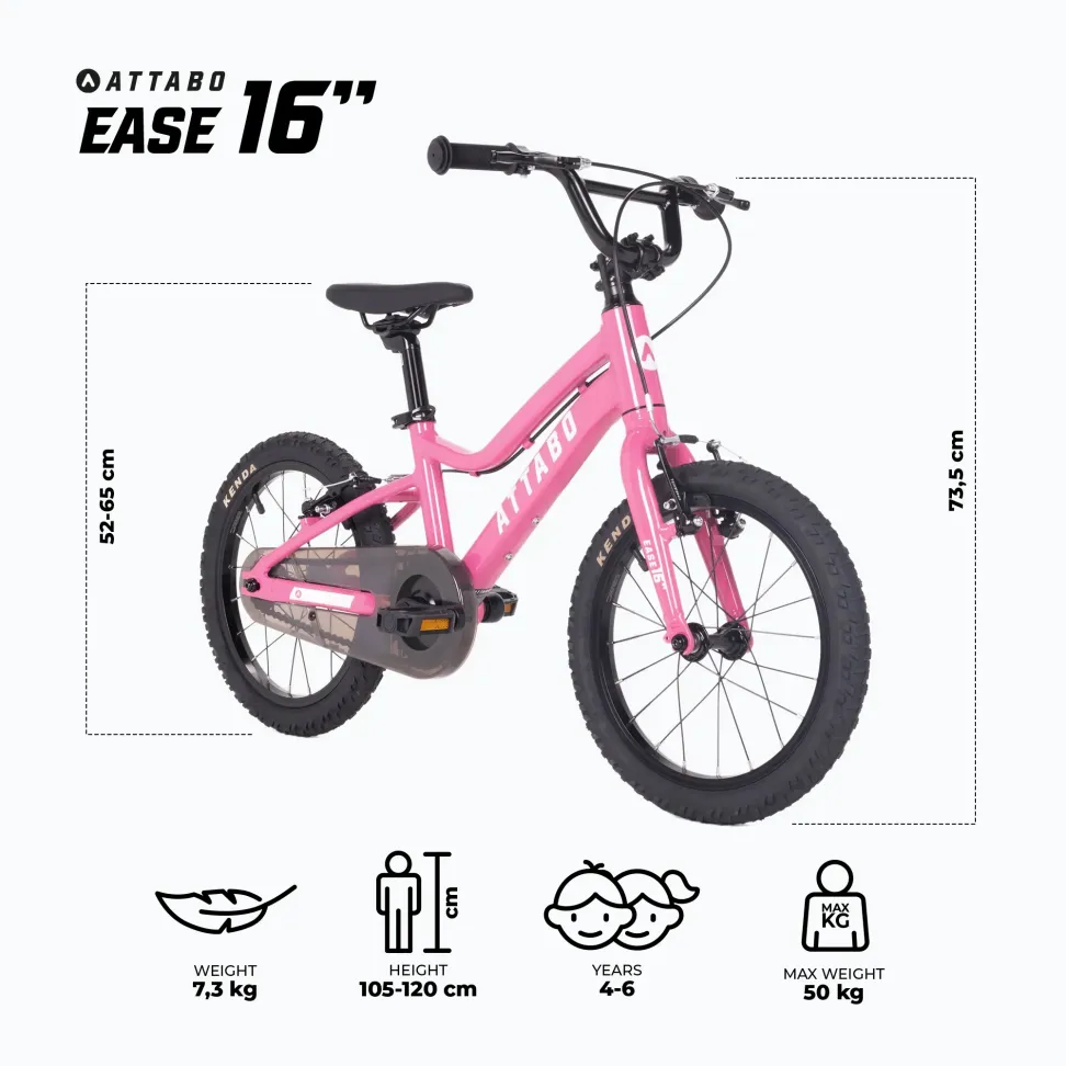 Детский велосипед ATTABO EASE 16" розовый