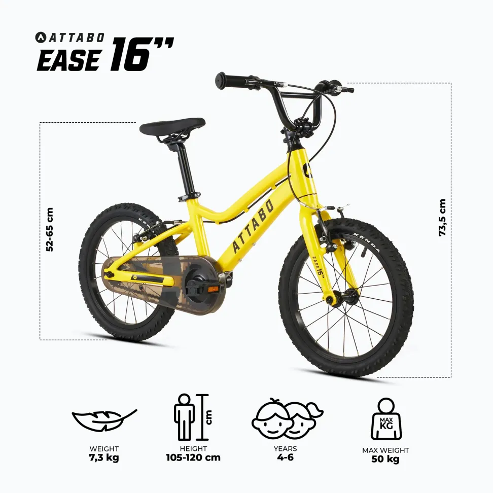 Велосипед детский ATTABO EASE 16" 7,3 kg желтый